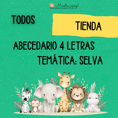 Abecedario 4 tipos de letras ANIMALES DE LA SELVA (con dibujo de referencia) (pdf)