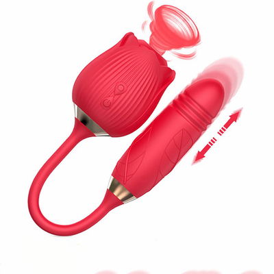 DILDO TIPO ROSA, CONSOLADOR CON MOVIMIENTO DE EMPUJE Y SUCCION