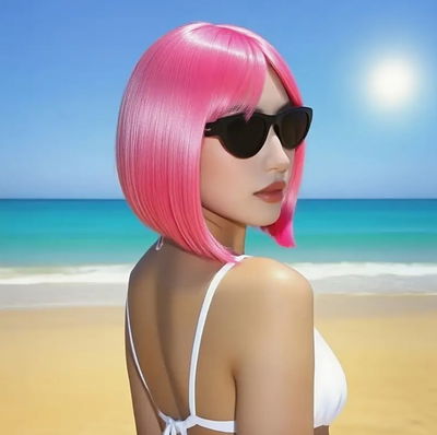 PELUCA ROSA DE 12 PULGADAS