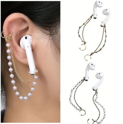 ARETES CON BROCHES PARA OREJA CON CADENA ANTIPERDIDA PARA AUDIFONOS