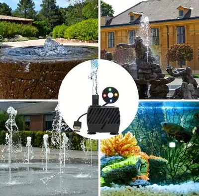 MINI BOMBA USB SUMERGIBLE CON LUZ PARA ACUARIO, ESTANQUE Y FUENTES