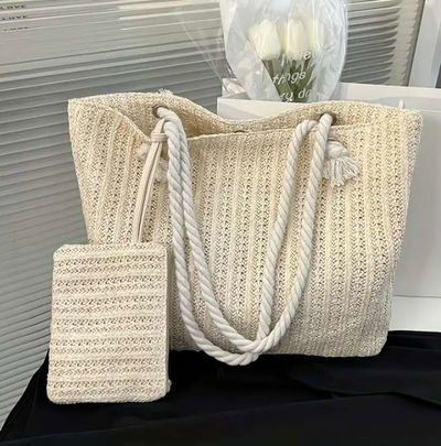 CONJUNTO DE BOLSO TEJIDO GRANDE PARA MUJER