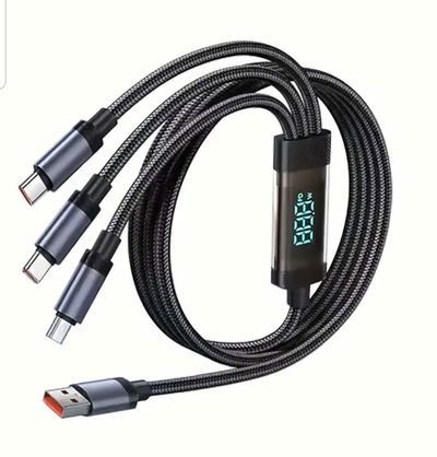 CABLE DE CARGA RAPIDA 3 EN 1 TIPO B, C, IPHONE