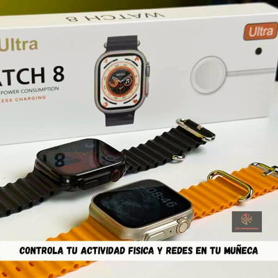 RELOJ INTELIGENTE SMARTWATCH ULTRA SERIE 8 + HIDROGEL ANTIESPIA, DE REGALO!