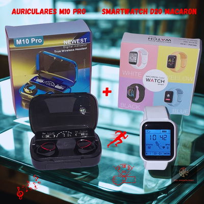SMARTWATCH D20 + AURICULARES IN-EAR M10 PRO BLUETOOTH 