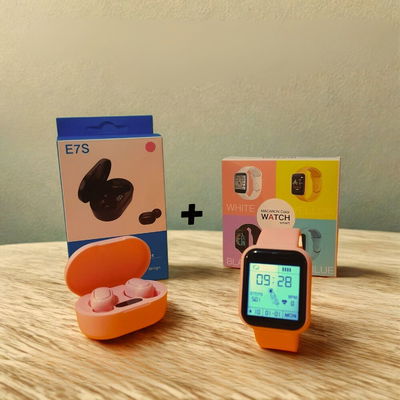 COMBO SMARTWATCH D20 + AURICULARES E7S ROSA
