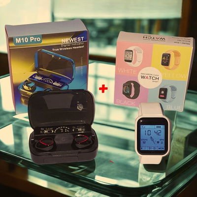 SMARTWATCH D20 + AURICULARES IN-EAR M10 PRO BLUETOOTH 