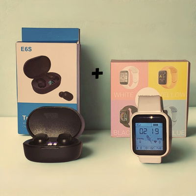 COMBO SMARTWATCH D20 MACARON + AURICULARES E6S