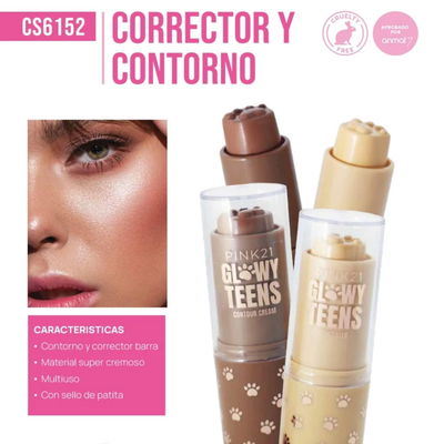 Corrector y Contorno en Barra Glowy Teens de Pink 21