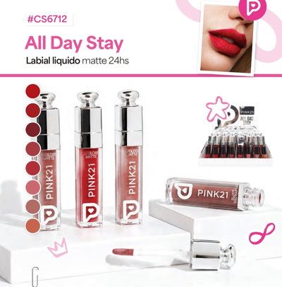 Matte Lip Gloss All Day Stay de Pink 21