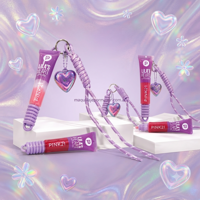 Lip Gloss Lila's Heart (con llavero) de Pink 21