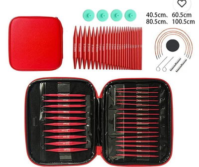 Set de 13 Agujas Circulares Intercambiables de Metal – Con Cartuchera y Accesorios