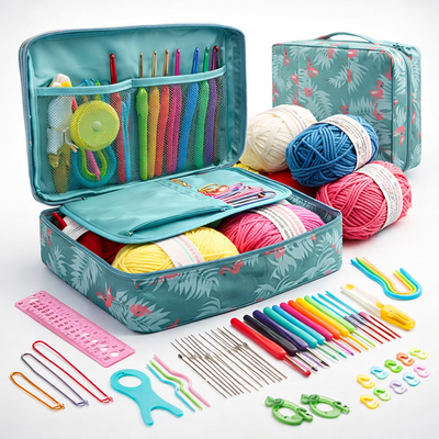 Kit de crochet completo con estuche organizador y accesorios (45 piezas)