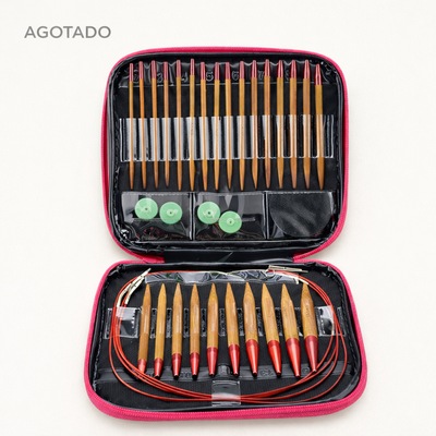 Set de agujas circulares intercambiables de bambú 3 mm a 10 mm