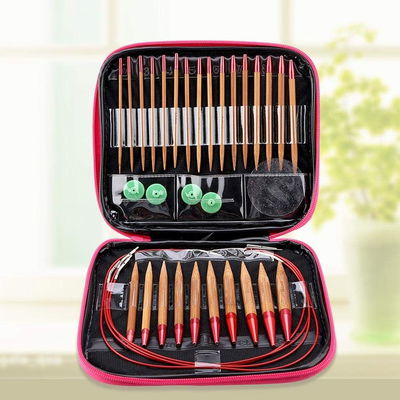 Set de Agujas Circulares “Zen” – Bambú Intercambiables x13 + accesorios