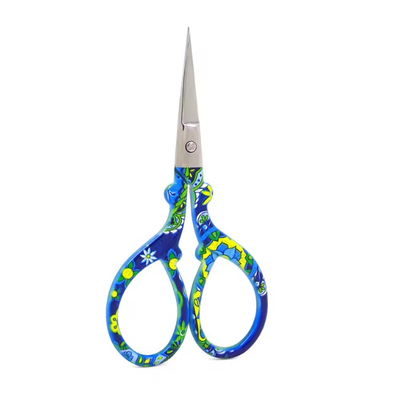 🌸 Tijera de costura de acero 10 cm con diseño floral colorido