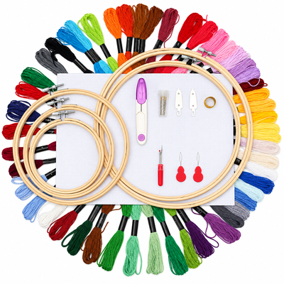 Kit de Bordado Completo 50 Colores con Bastidores y Accesorios