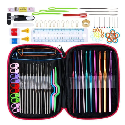 Set Crochet x 100 u en cartuchera organizadora.