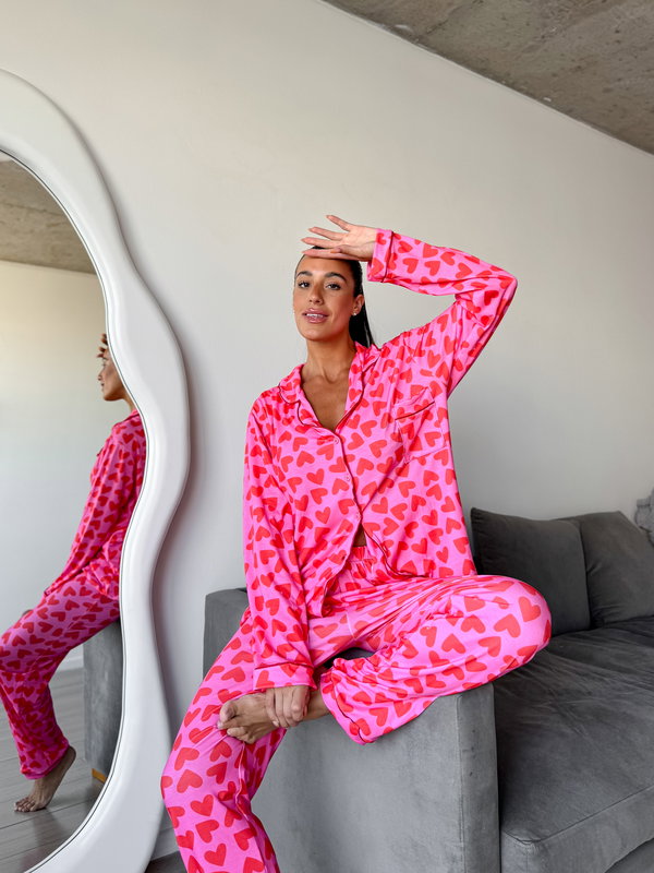 PIJAMA CAMISERO CORAZONES