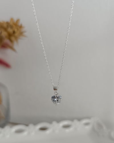 Conjunto Corazón Cubic Blanco 8mm 45cm