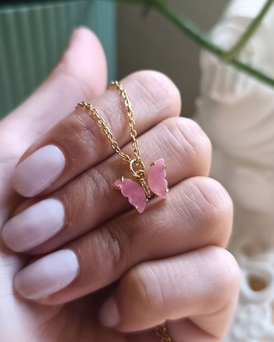 Conjunto Mariposa estilo Nacar Rosa Fuerte