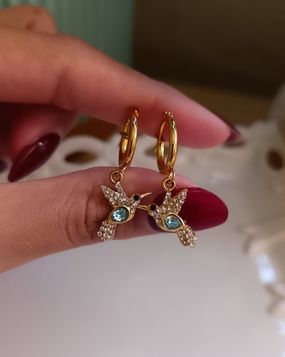 Argollas Colibrí Celeste 