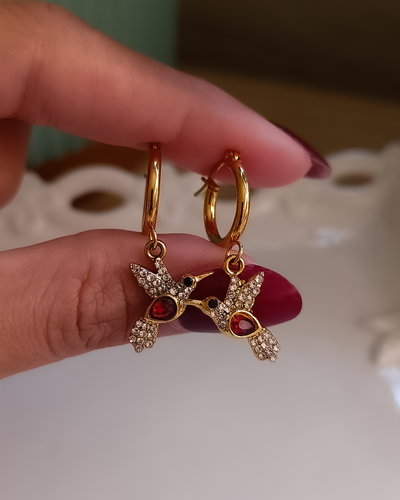 Argollas Colibrí Rojo