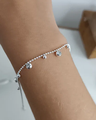 Pulsera Con Cubic y bolitas AB