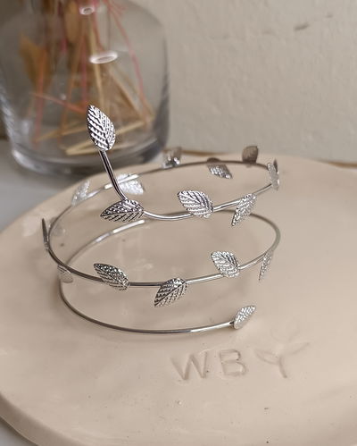 Brazalete Hojitas Plateado