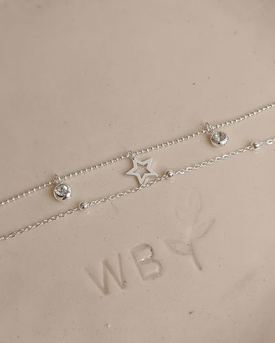 Pulsera Doble Estrella con Cubic AB