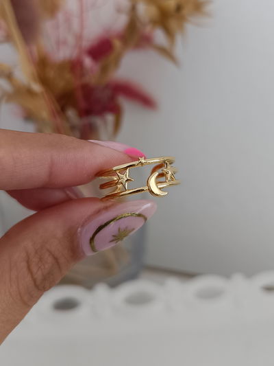 Anillo Luna y estrellas AD