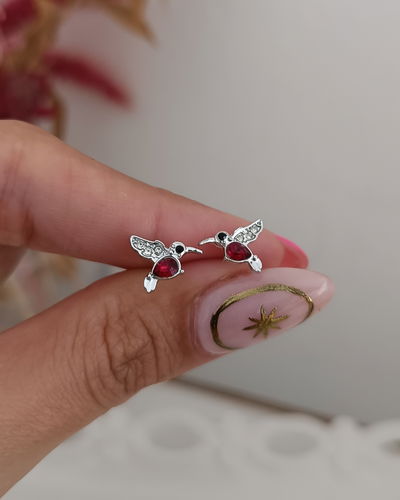 Pasante Colibrí Rojo Plateado