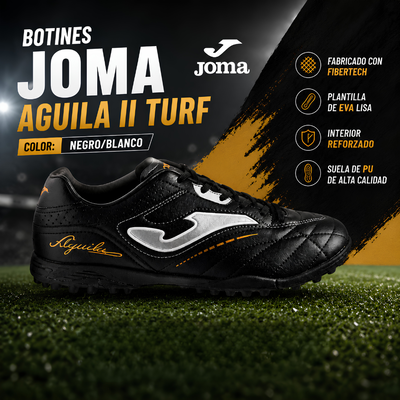  Botines Joma Aguila II Turf (Negro-Blanco)