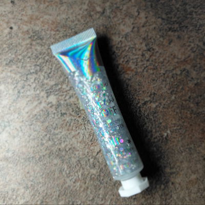 glitter en gel plateado