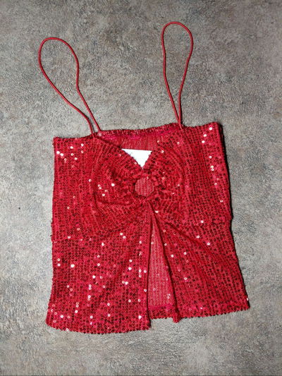 top lentejuelas rojo talle unico NUEVO