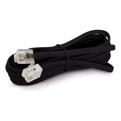 CABLE TELFONO PLANO EXTEN.2M NEGRO MACHO A MACHO RJ11