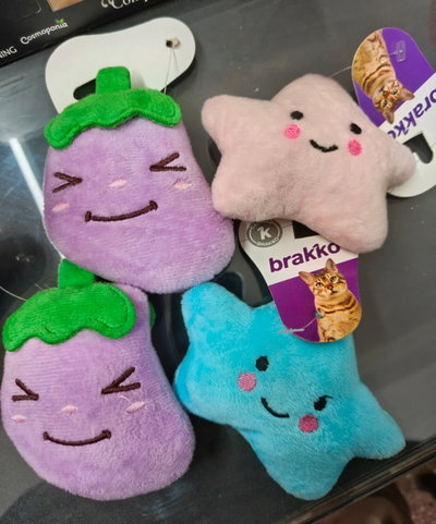 Juguete de Peluche de Tela Estrella y Berenjena para Gatos