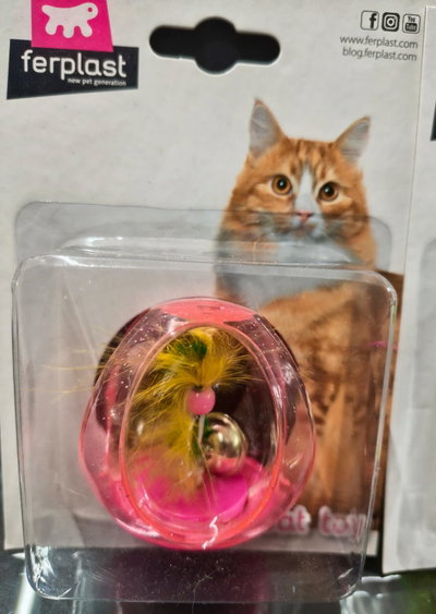 Pelota Interactiva Transparente con Pluma y Cascabel Ferplast para Gatos