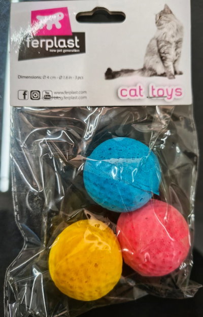 Pelotas de Espuma Liviana Tipo Golf Ferplast para Gatos (Pack x3)