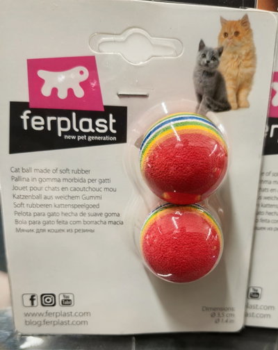 Pelotas de Goma Suave Multicolor Ferplast para Gatos (Pack x2)