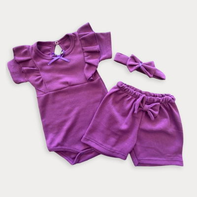 Conjunto Waffle con moño y vincha