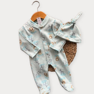 Pijama Enterito con gorrito Safariland Celeste