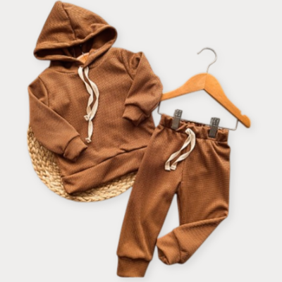 Conjunto Micro Waffle frisado con capucha