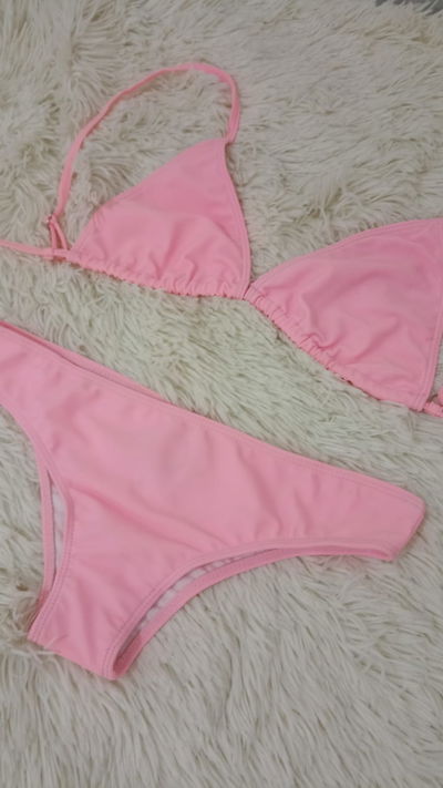 Bikini Rosa - Corpiño Triangulito - Bombacha Vedetina