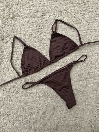 Bikini Chocolate Morley - Corpiño Triangulito - Bombacha Colaless