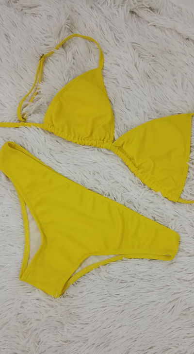 Bikini Amarilla - Corpiño Triángulito - Vedetina