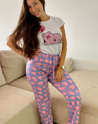 Pijama Largo -  Cerdito - Manga Corta