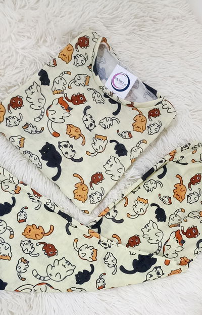 Pijama Largo Infantil - Gatitos - Manga Larga