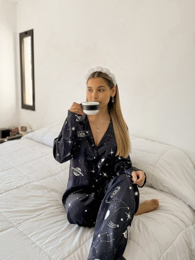 Pijama Largo Camisero Satén - Constelaciones 