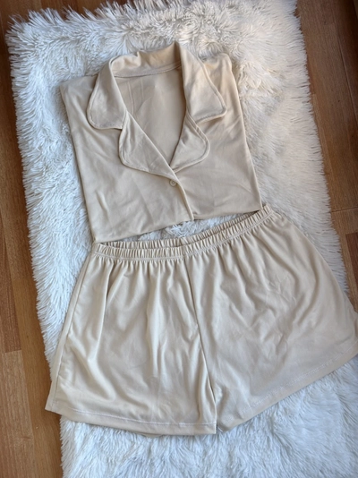 Pijama Camisero Corto - Crema - Short y Camisa